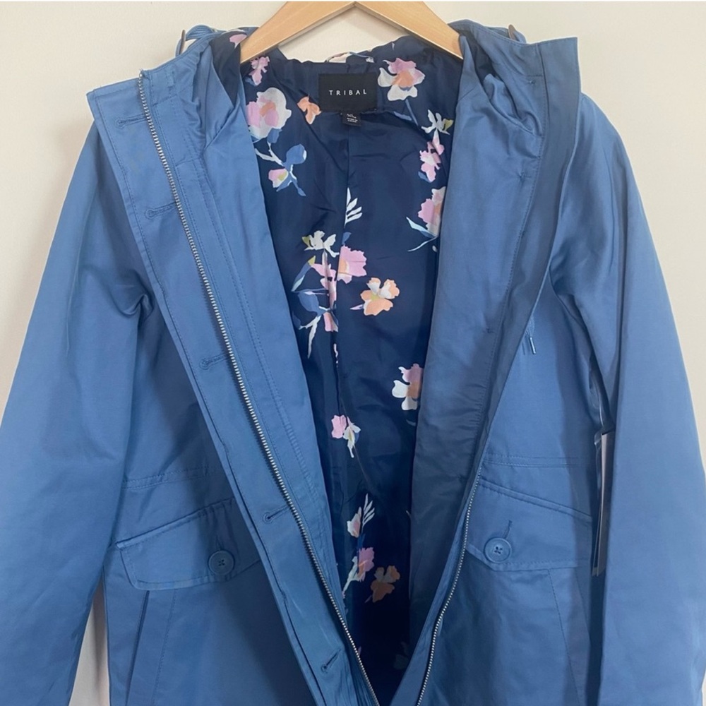 NWT Tribal Water Repellent Hooded Rain
Jacket Coat Blue